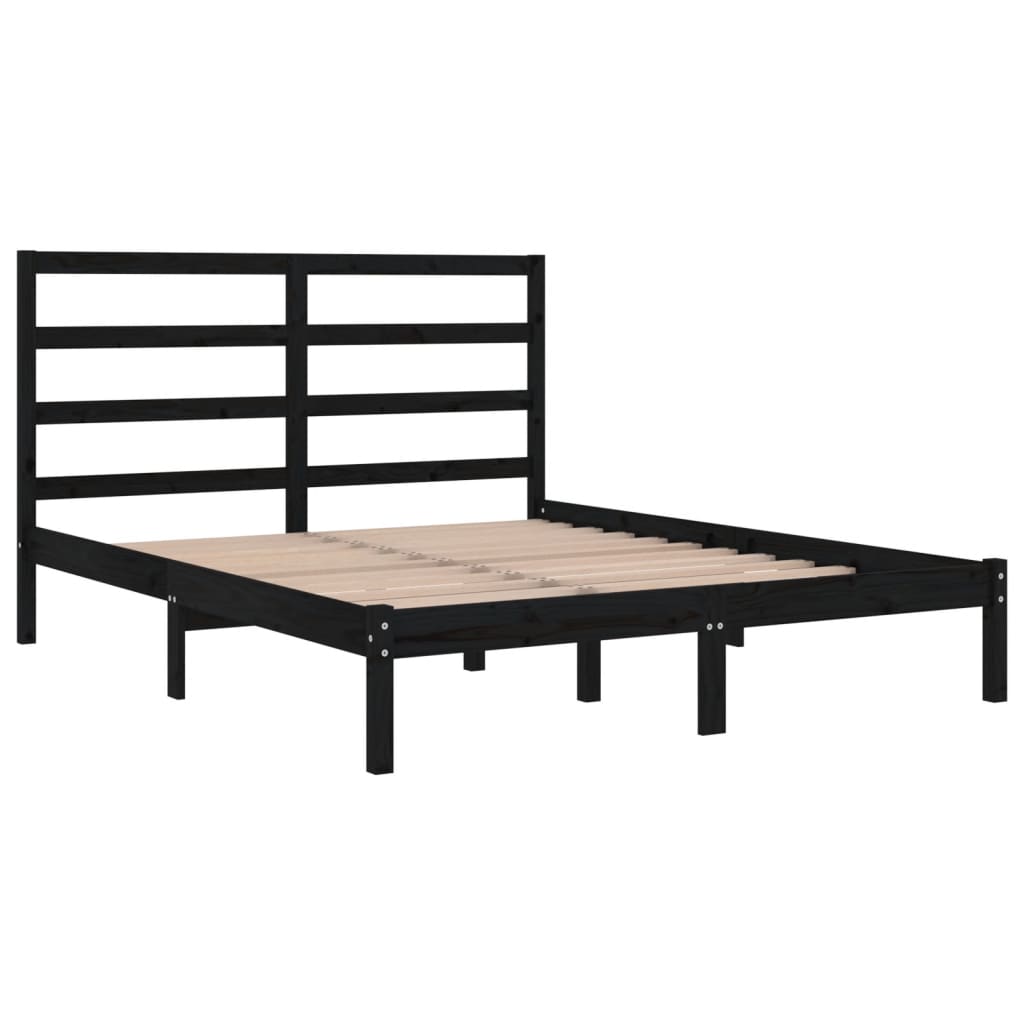 Bed Frame without Mattress Black 140x190 cm Solid Wood Pine