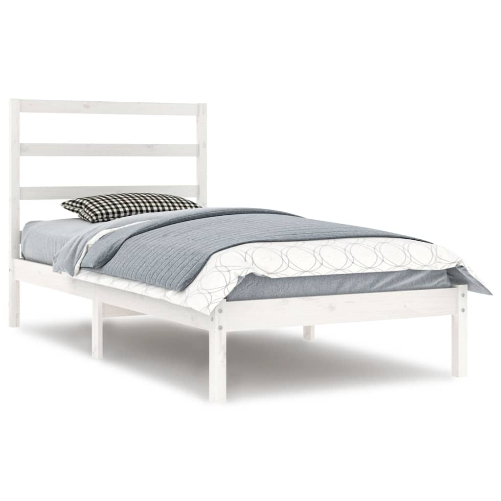 Bed Frame without Mattress White 90x200 cm Solid Wood Pine
