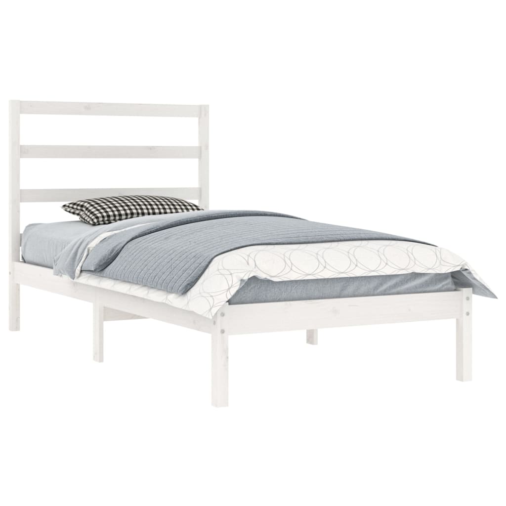 Bed Frame without Mattress White 90x200 cm Solid Wood Pine