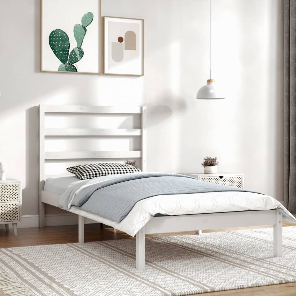 Bed Frame without Mattress White 90x200 cm Solid Wood Pine