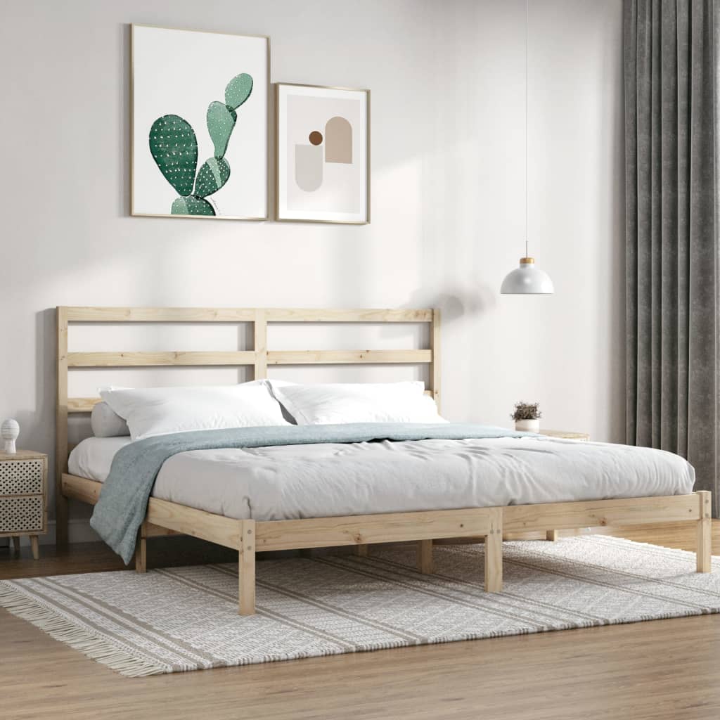 Bed Frame without Mattress 200x200 cm Solid Wood Pine