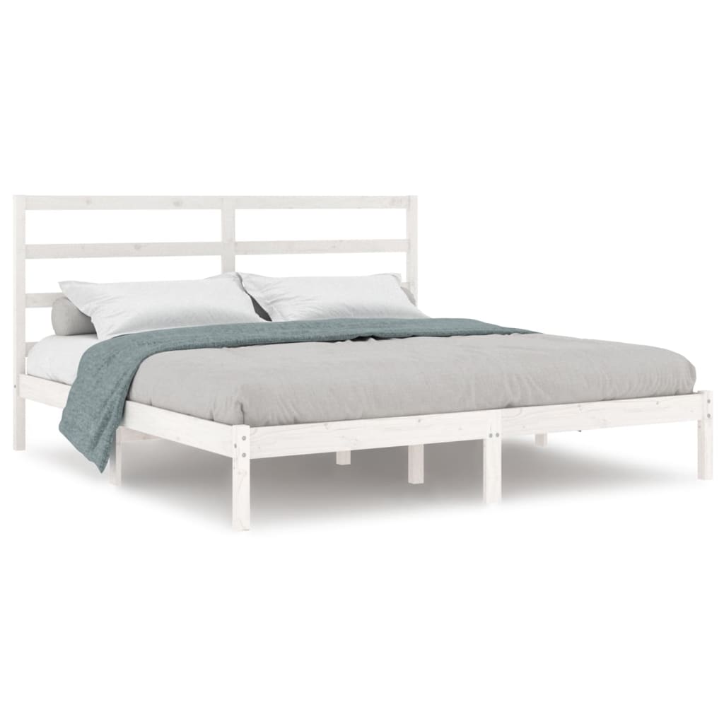 Bed Frame without Mattress White 200x200 cm Solid Wood Pine