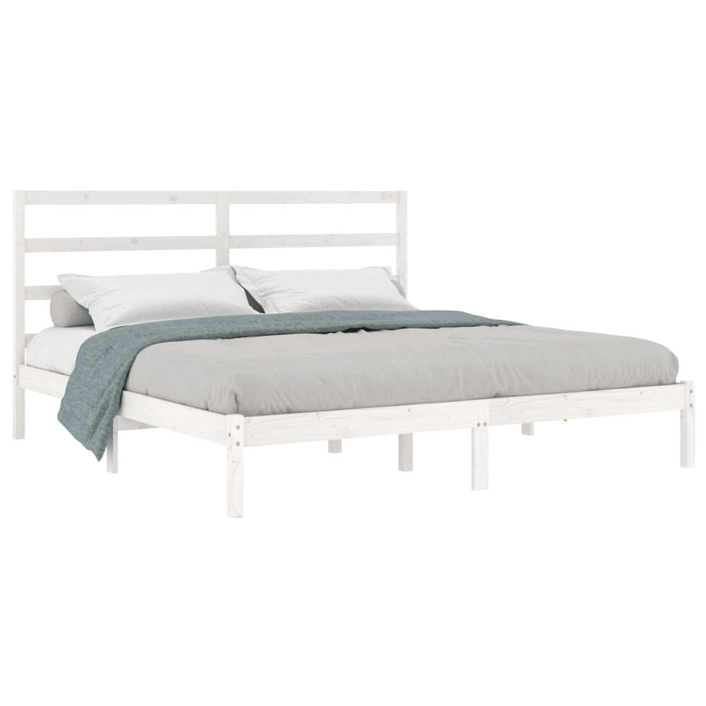 Bed Frame without Mattress White 200x200 cm Solid Wood Pine