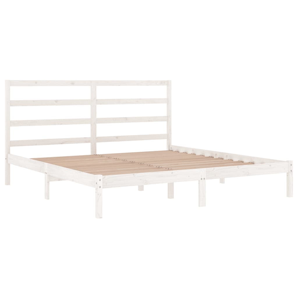 Bed Frame without Mattress White 200x200 cm Solid Wood Pine