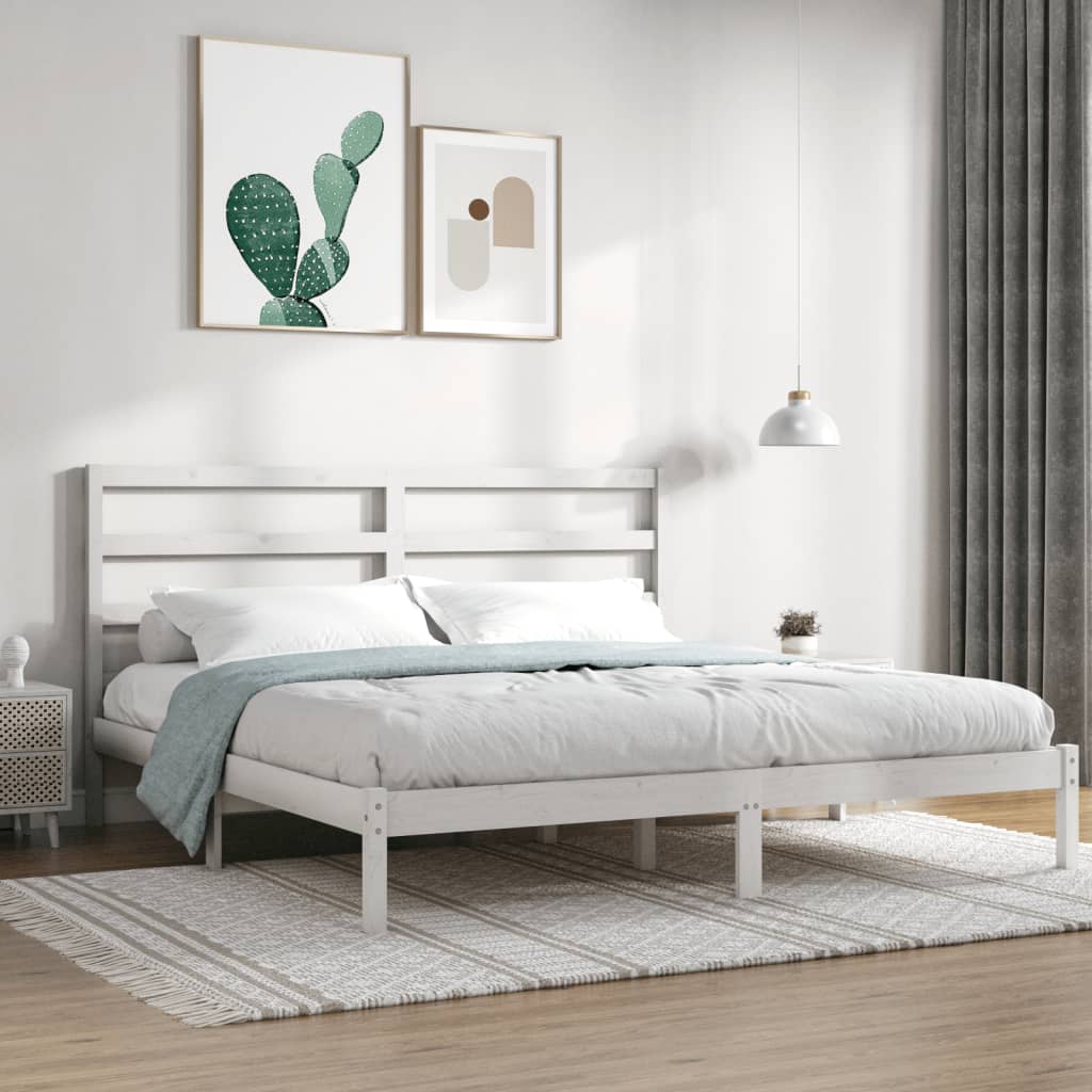 Bed Frame without Mattress White 200x200 cm Solid Wood Pine