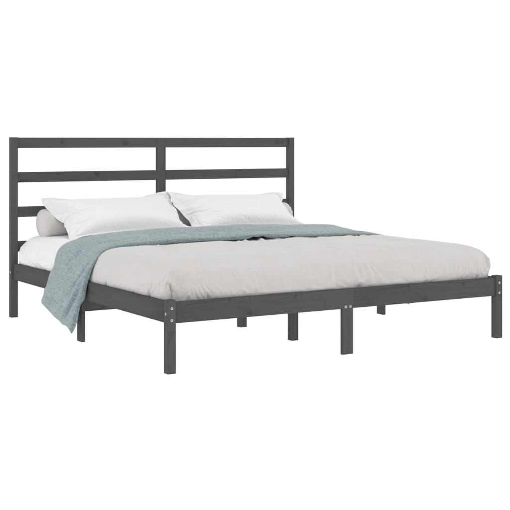 Bed Frame without Mattress Grey 200x200 cm Solid Wood Pine