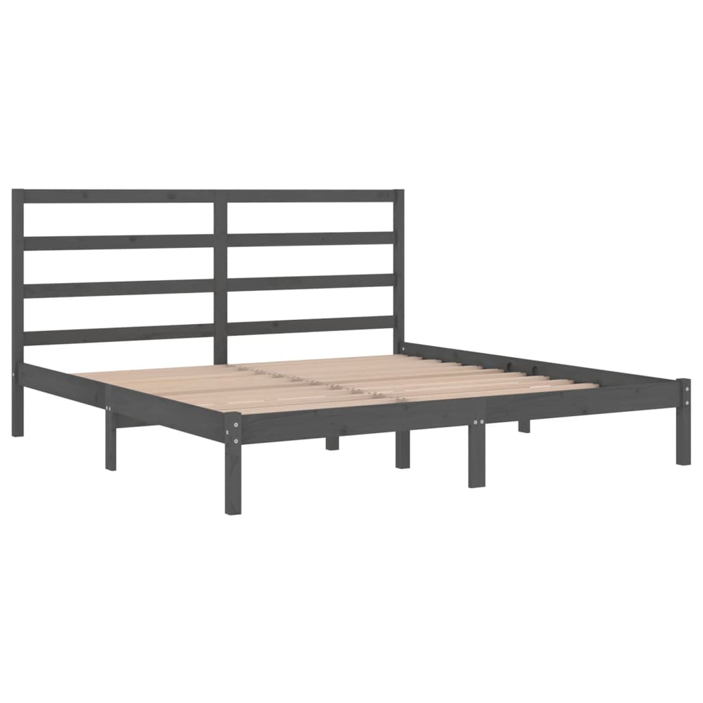 Bed Frame without Mattress Grey 200x200 cm Solid Wood Pine