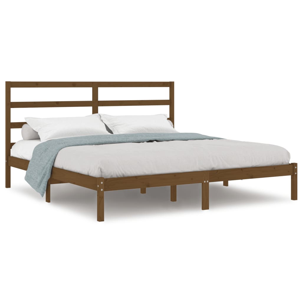 Bed Frame without Mattress Honey Brown 200x200 cm Solid Wood Pine