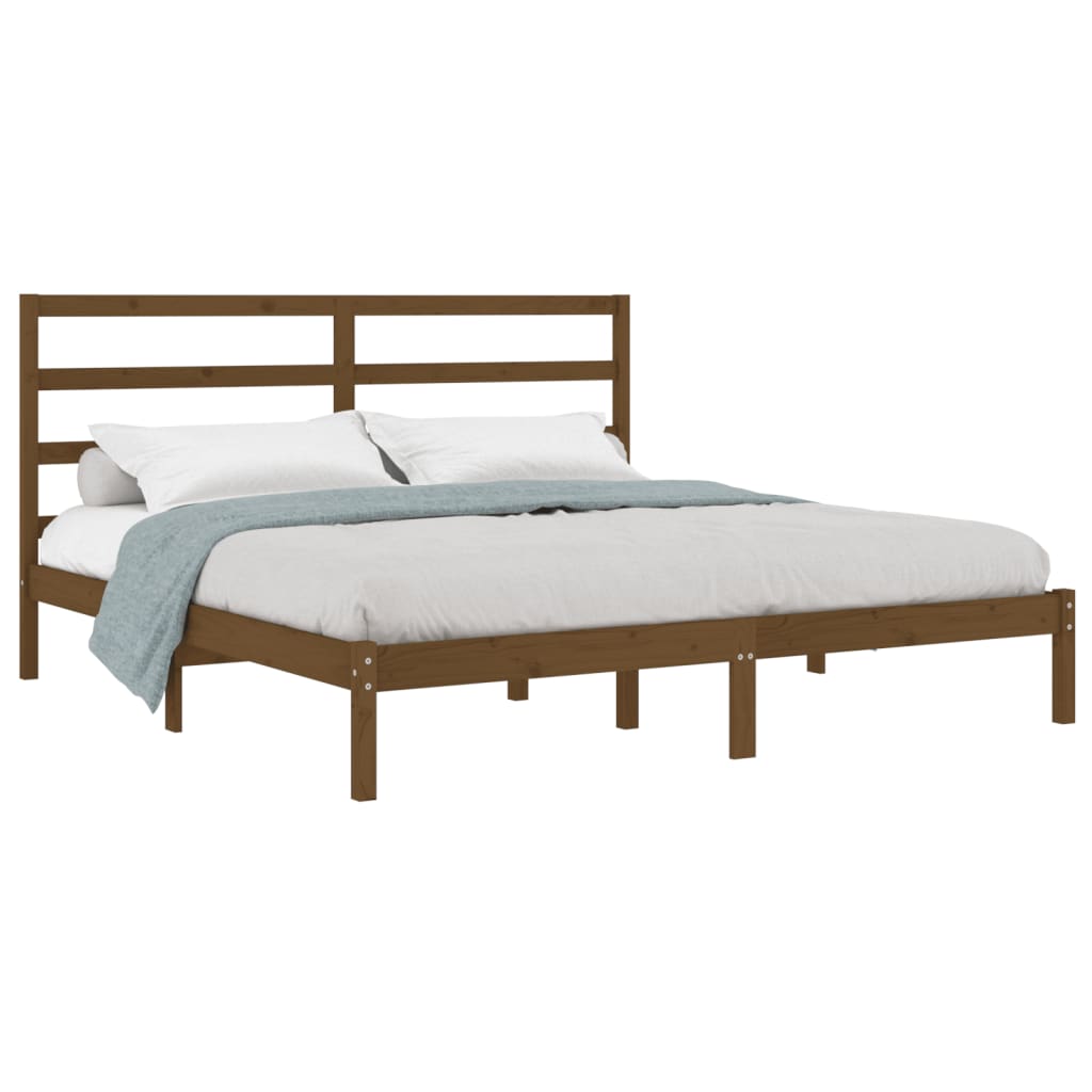 Bed Frame without Mattress Honey Brown 200x200 cm Solid Wood Pine