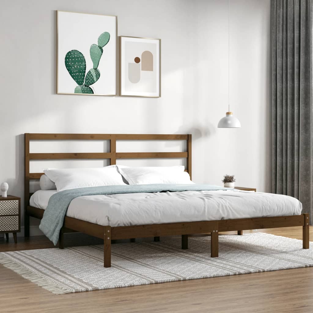 Bed Frame without Mattress Honey Brown 200x200 cm Solid Wood Pine