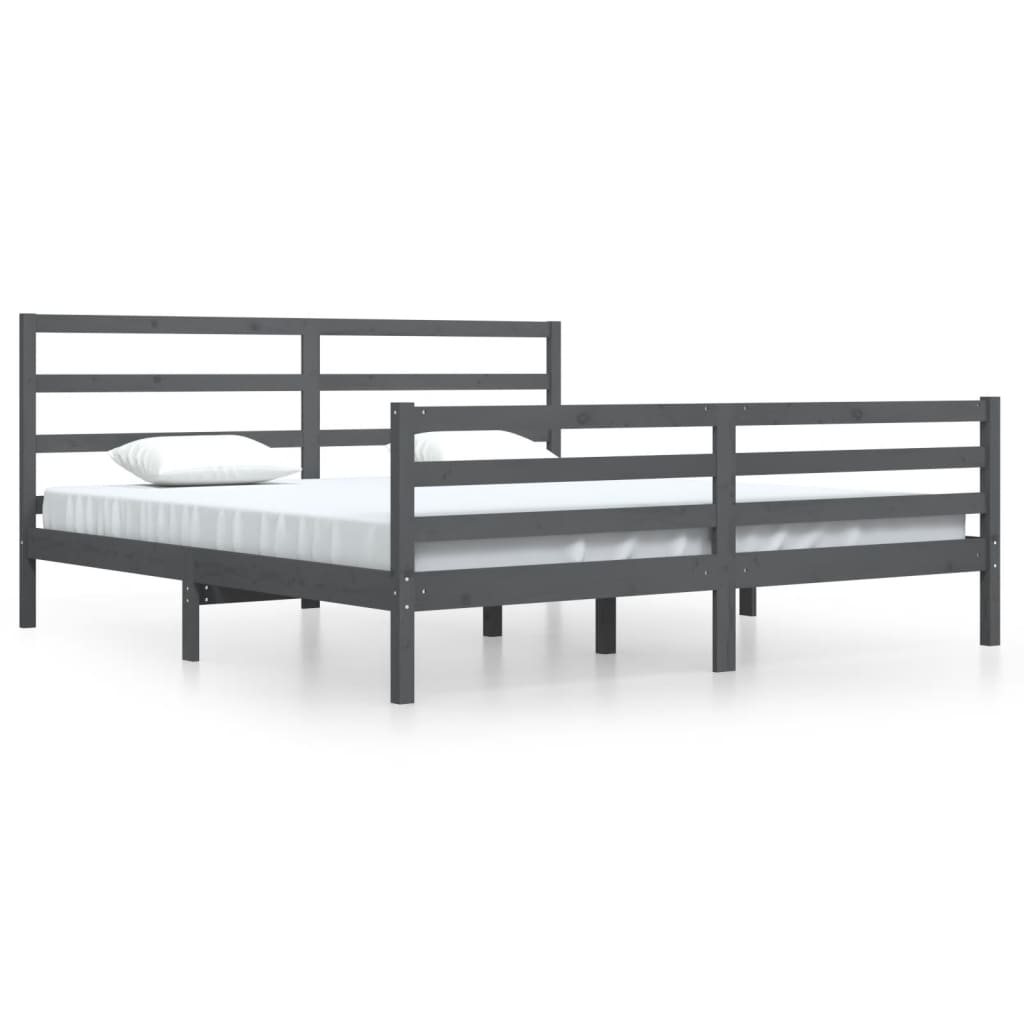 Bed Frame without Mattress Grey Solid Wood Pine 200x200 cm