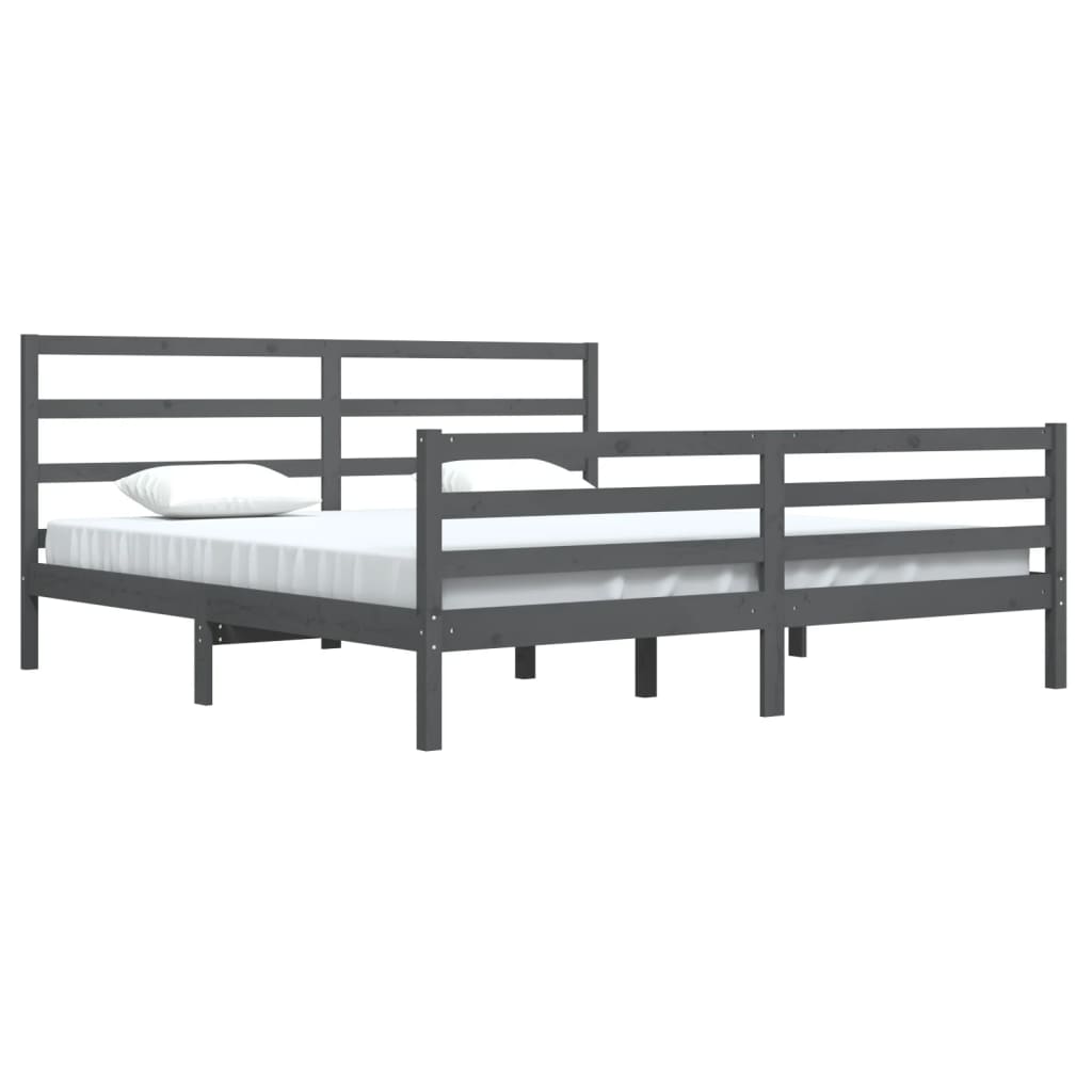 Bed Frame without Mattress Grey Solid Wood Pine 200x200 cm