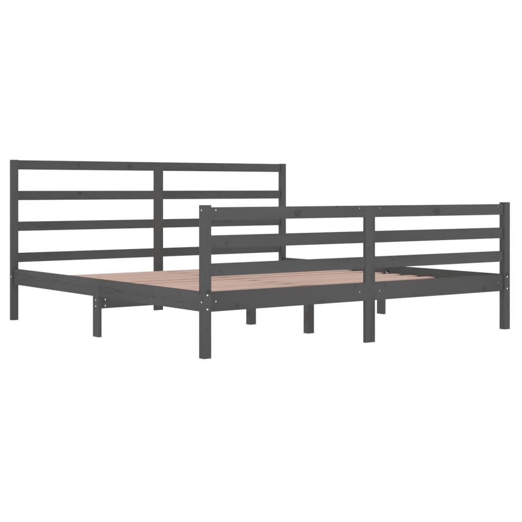 Bed Frame without Mattress Grey Solid Wood Pine 200x200 cm