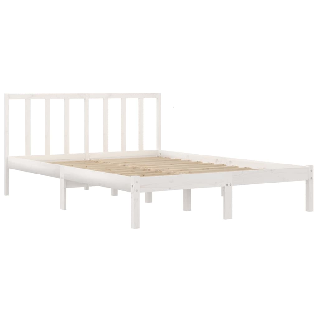 Bed Frame without Mattress White Solid Wood Pine 140x200 cm