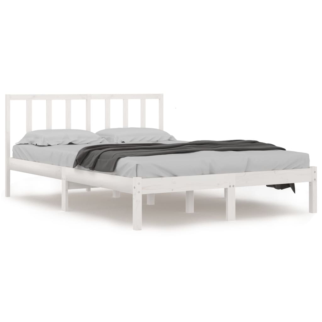 Bed Frame without Mattress White Solid Wood Pine 160x200 cm