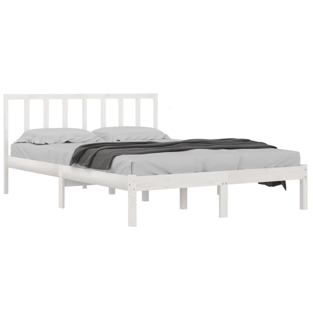 Bed Frame without Mattress White Solid Wood Pine 160x200 cm