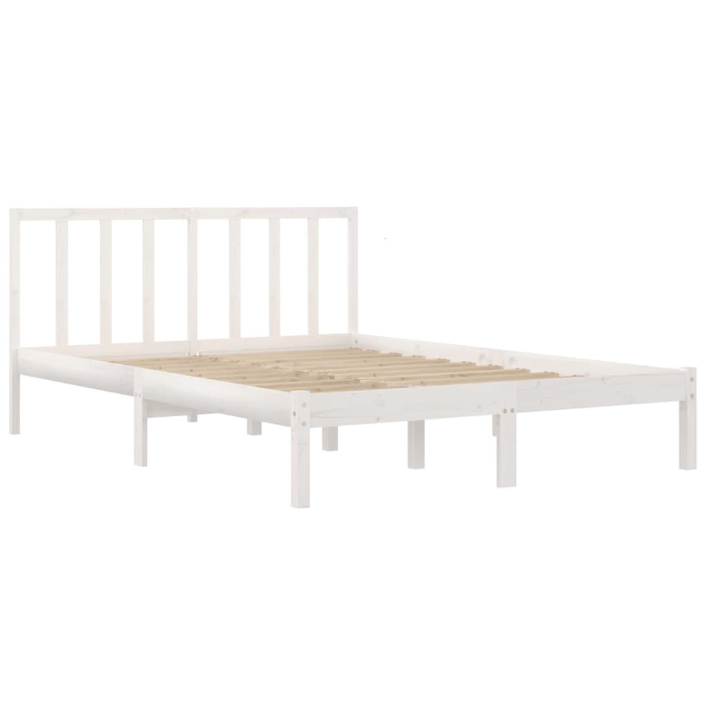 Bed Frame without Mattress White Solid Wood Pine 160x200 cm