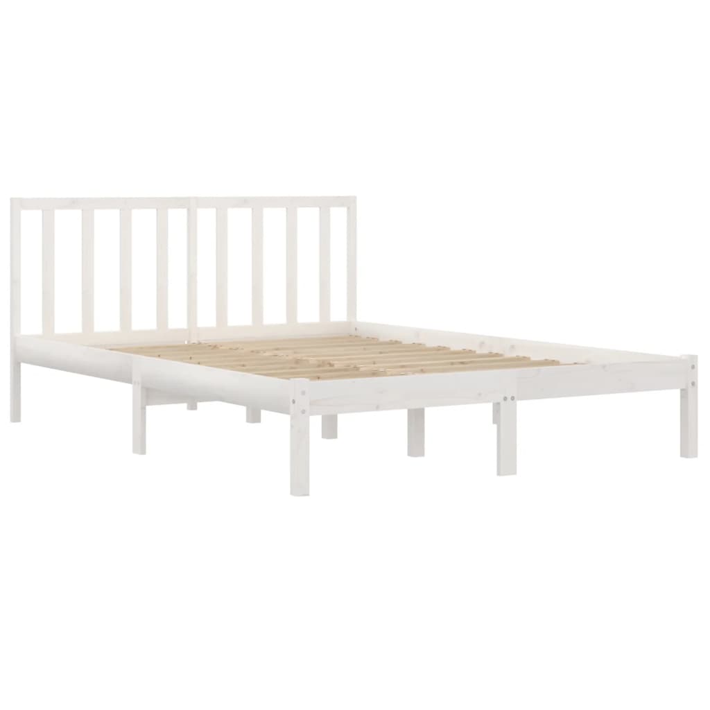 Bed Frame without Mattress White Solid Wood Pine 200x200 cm