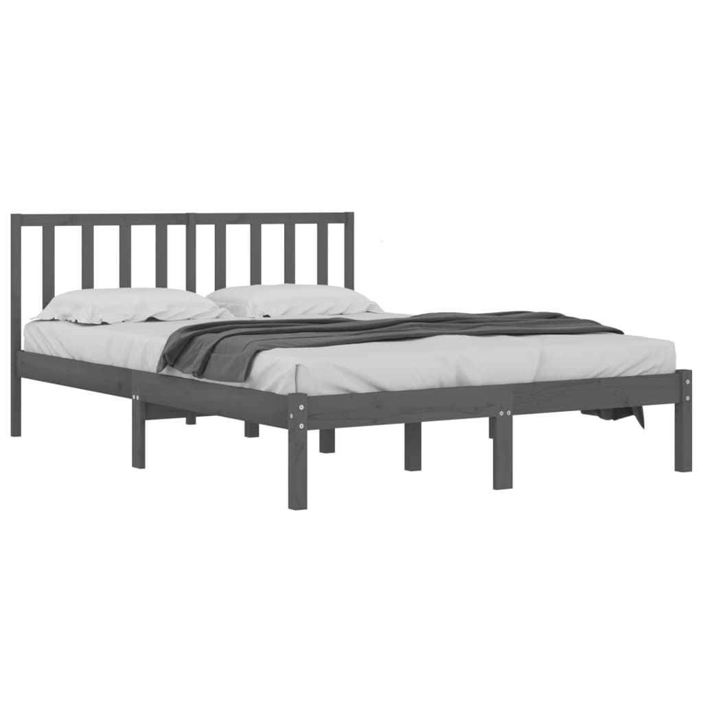 Bed Frame without Mattress Grey Solid Wood Pine 200x200 cm