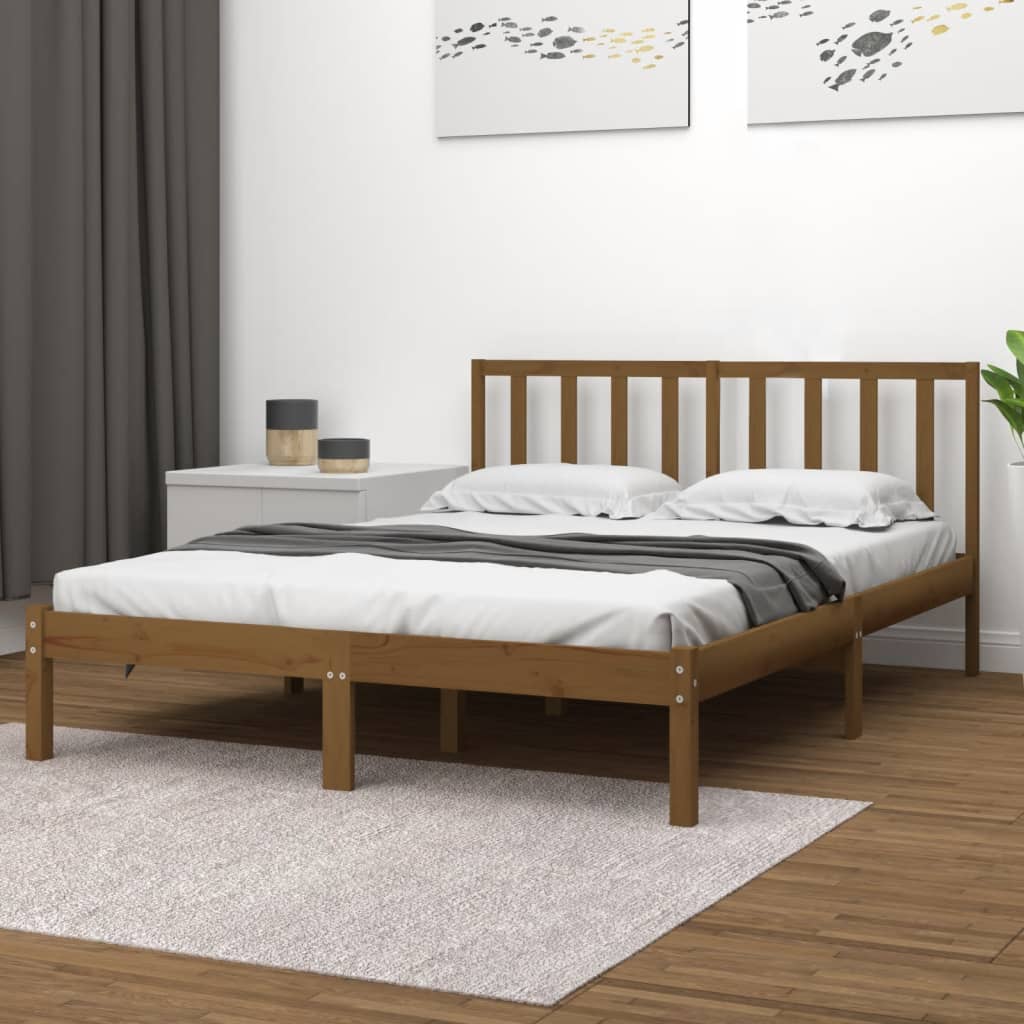 Bed Frame without Mattress Honey Brown Solid Wood Pine 200x200 cm