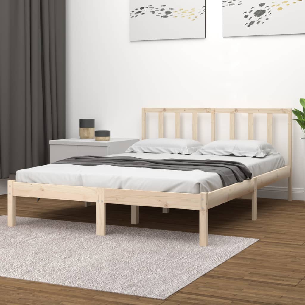 Bed Frame without Mattress Solid Wood Pine 135x190 cm Double Double