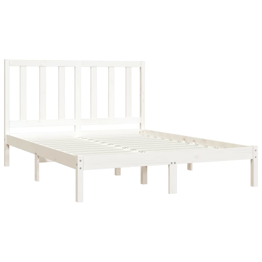 Bed Frame without Mattress White Solid Wood Pine 140x190 cm