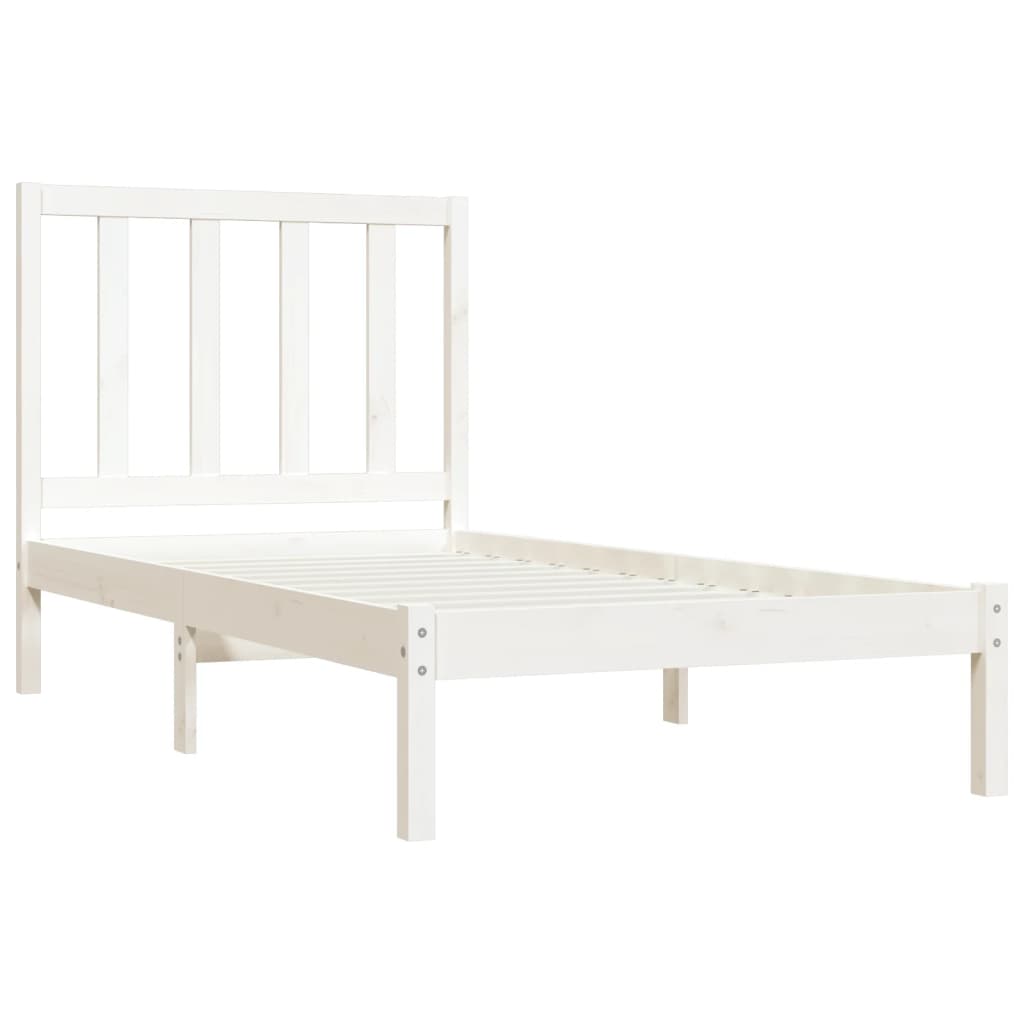 Bed Frame without Mattress White Solid Wood Pine 100x200 cm
