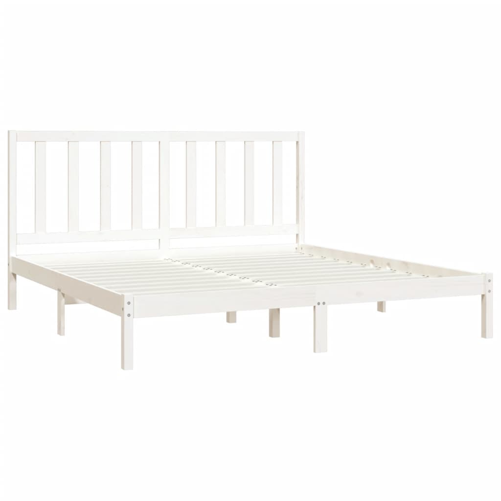 Bed Frame without Mattress White Solid Wood Pine 200x200 cm