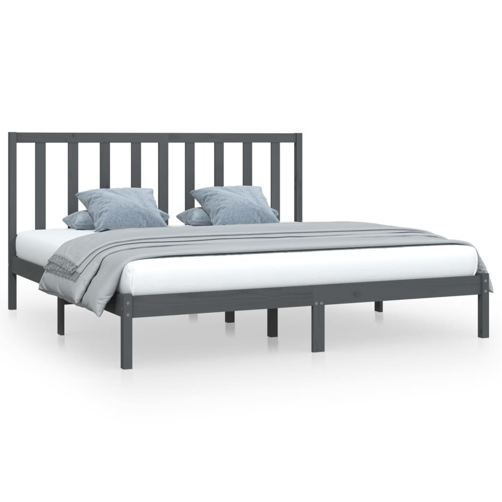 Bed Frame without Mattress Grey Solid Wood Pine 200x200 cm