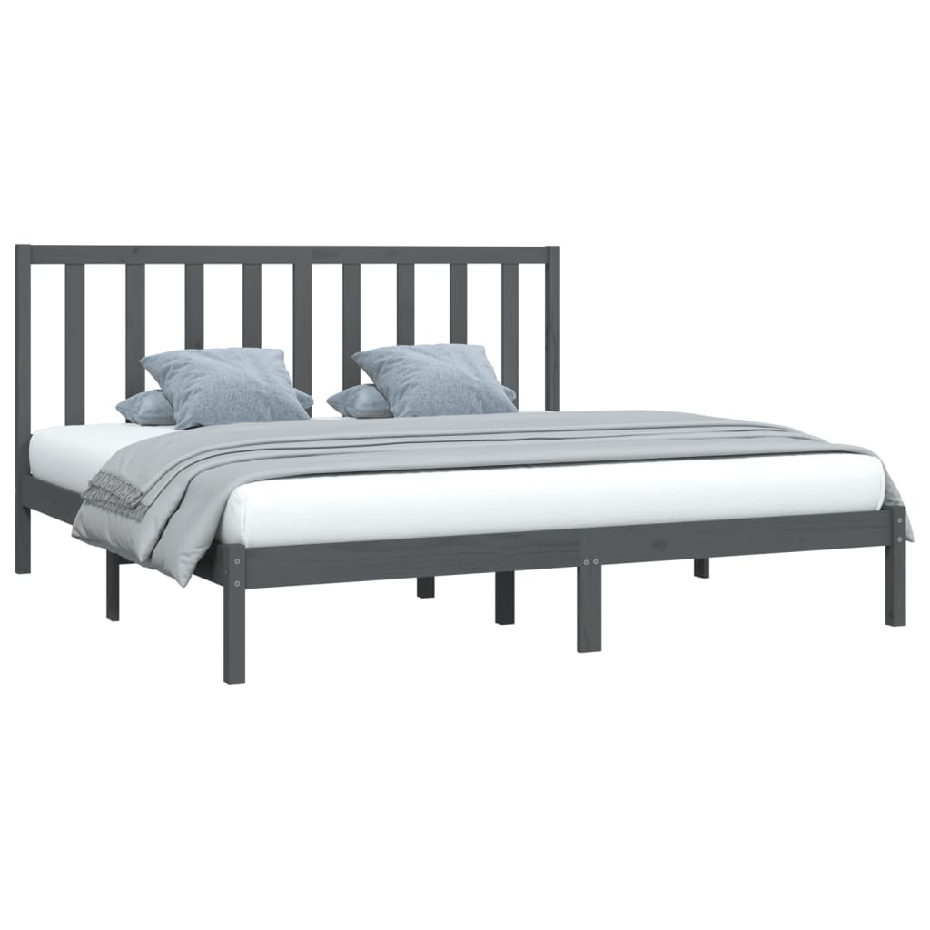 Bed Frame without Mattress Grey Solid Wood Pine 200x200 cm