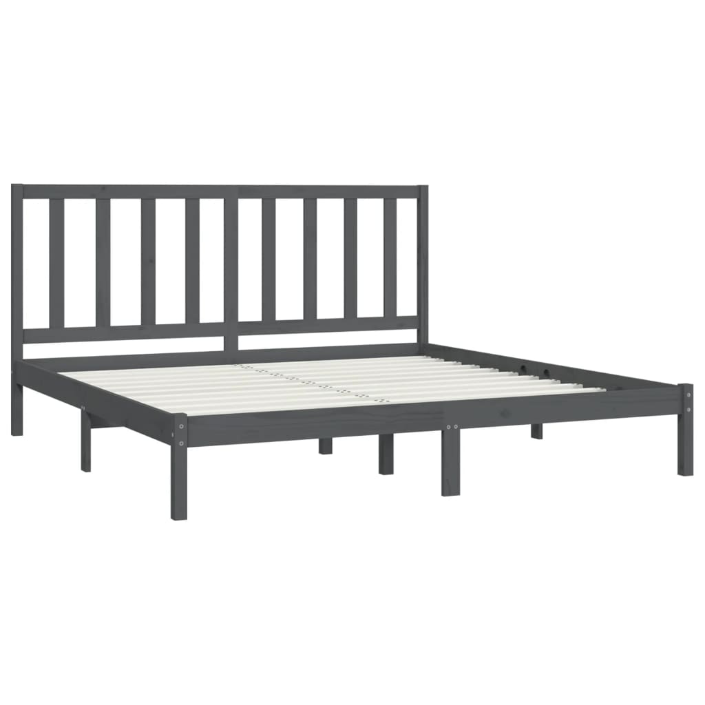 Bed Frame without Mattress Grey Solid Wood Pine 200x200 cm