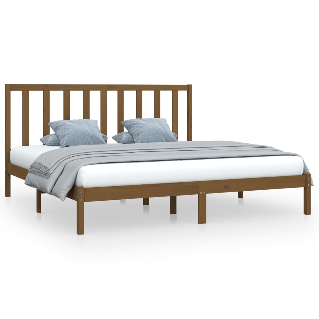 Bed Frame without Mattress Honey Brown Solid Wood Pine 200x200 cm