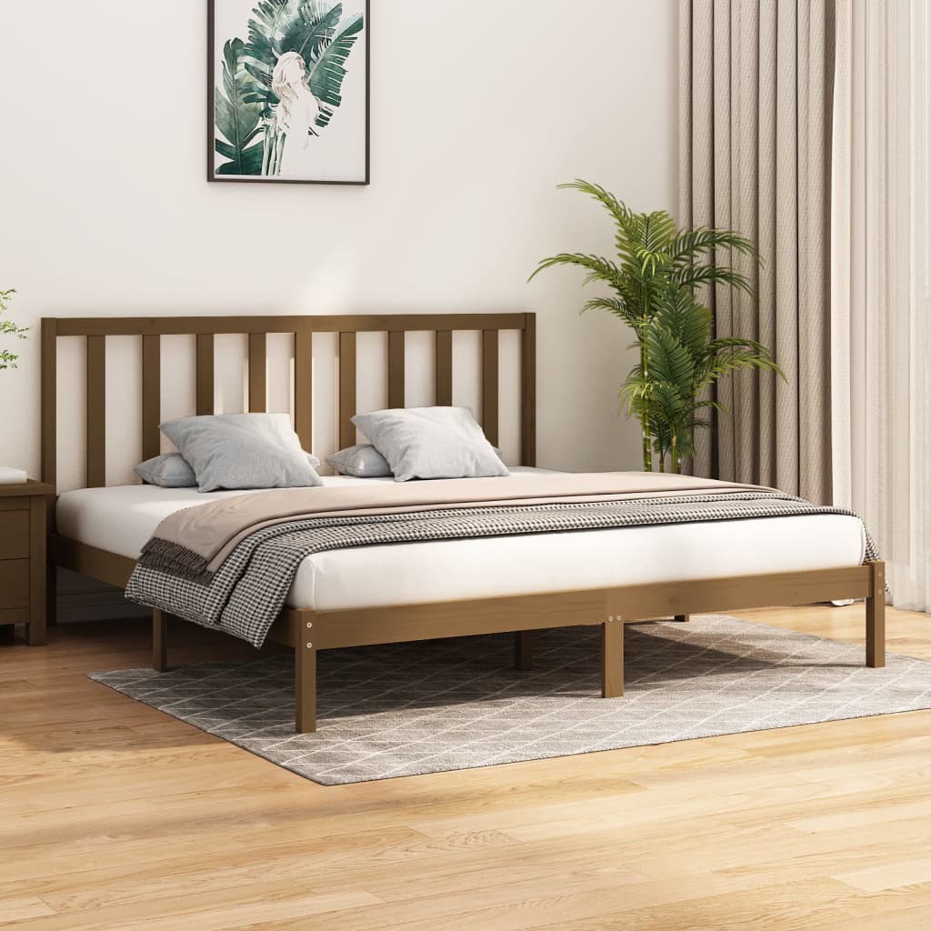 Bed Frame without Mattress Honey Brown Solid Wood Pine 200x200 cm