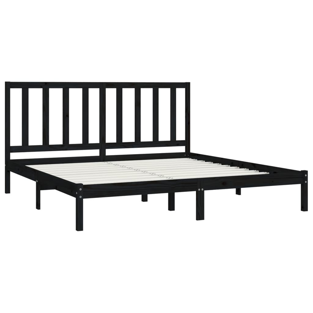 Bed Frame without Mattress Black Solid Wood Pine 200x200 cm