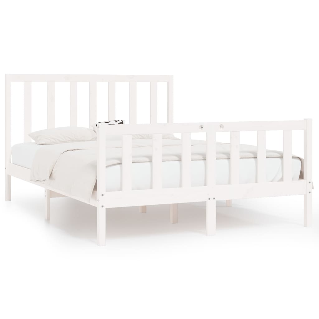 Bed Frame without Mattress White 140x190 cm Solid Wood