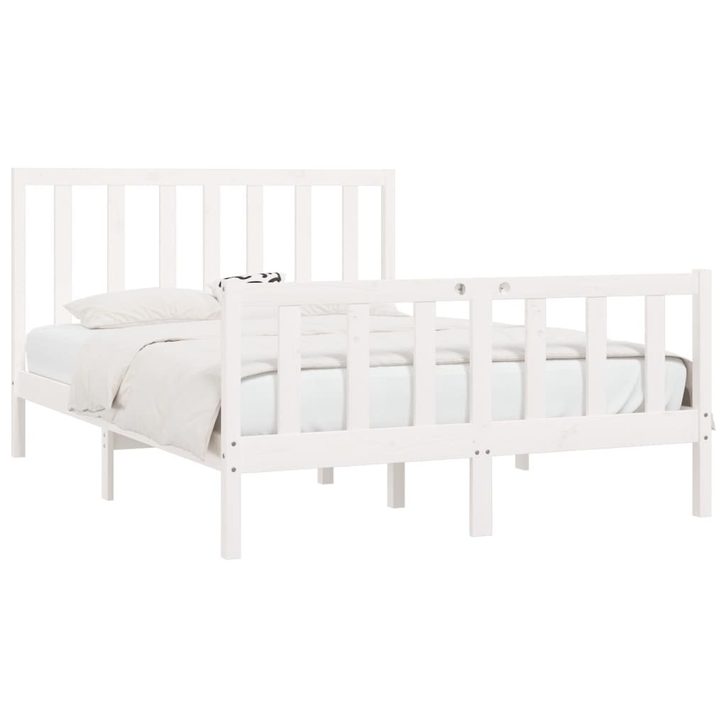Bed Frame without Mattress White 140x190 cm Solid Wood