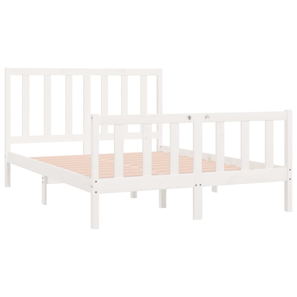 Bed Frame without Mattress White 140x190 cm Solid Wood