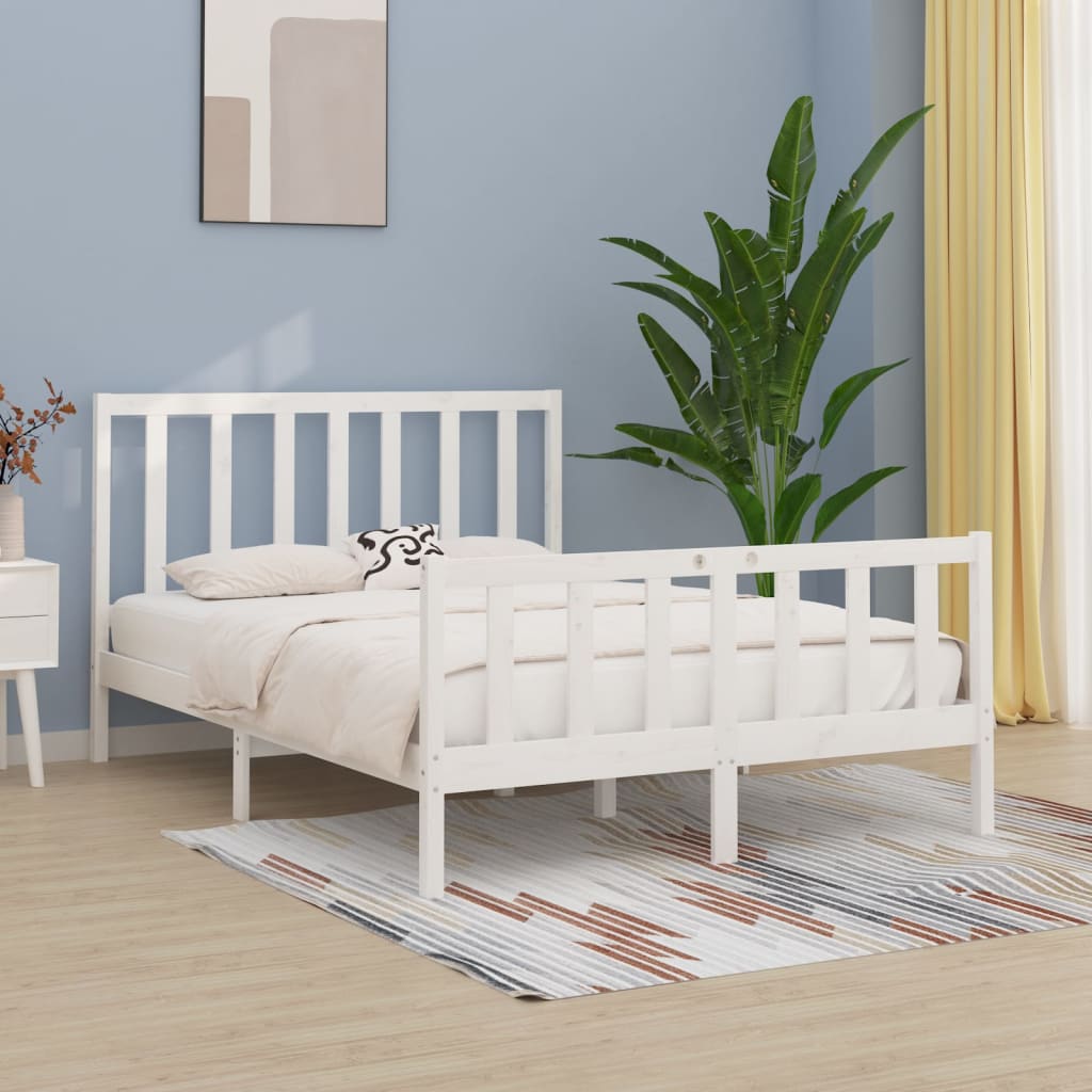 Bed Frame without Mattress White 140x190 cm Solid Wood