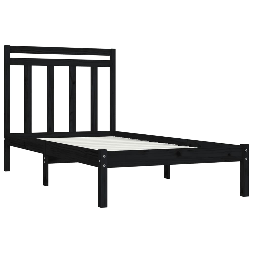 Bed Frame without Mattress Black 75x190 cm Small Single Solid Wood