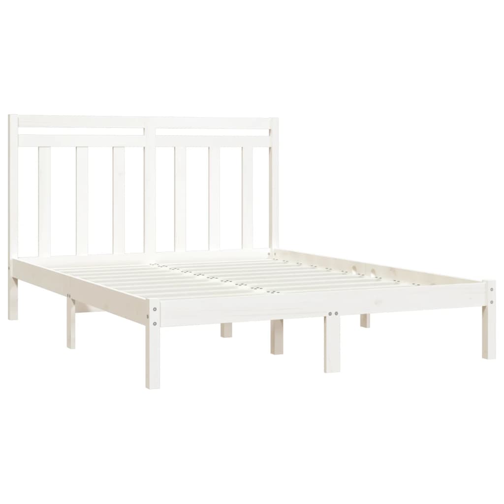 Bed Frame without Mattress White 135x190 cm Double Solid Wood