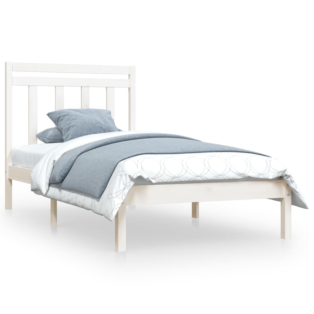 Bed Frame without Mattress White 100x200 cm Solid Wood