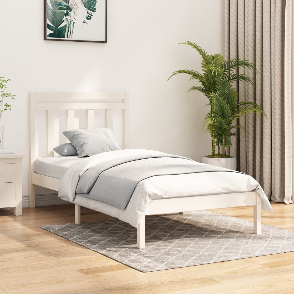 Bed Frame without Mattress White 100x200 cm Solid Wood