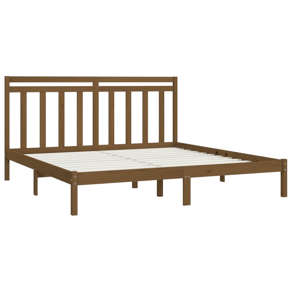 Bed Frame without Mattress Honey Brown 200x200 cm Solid Wood