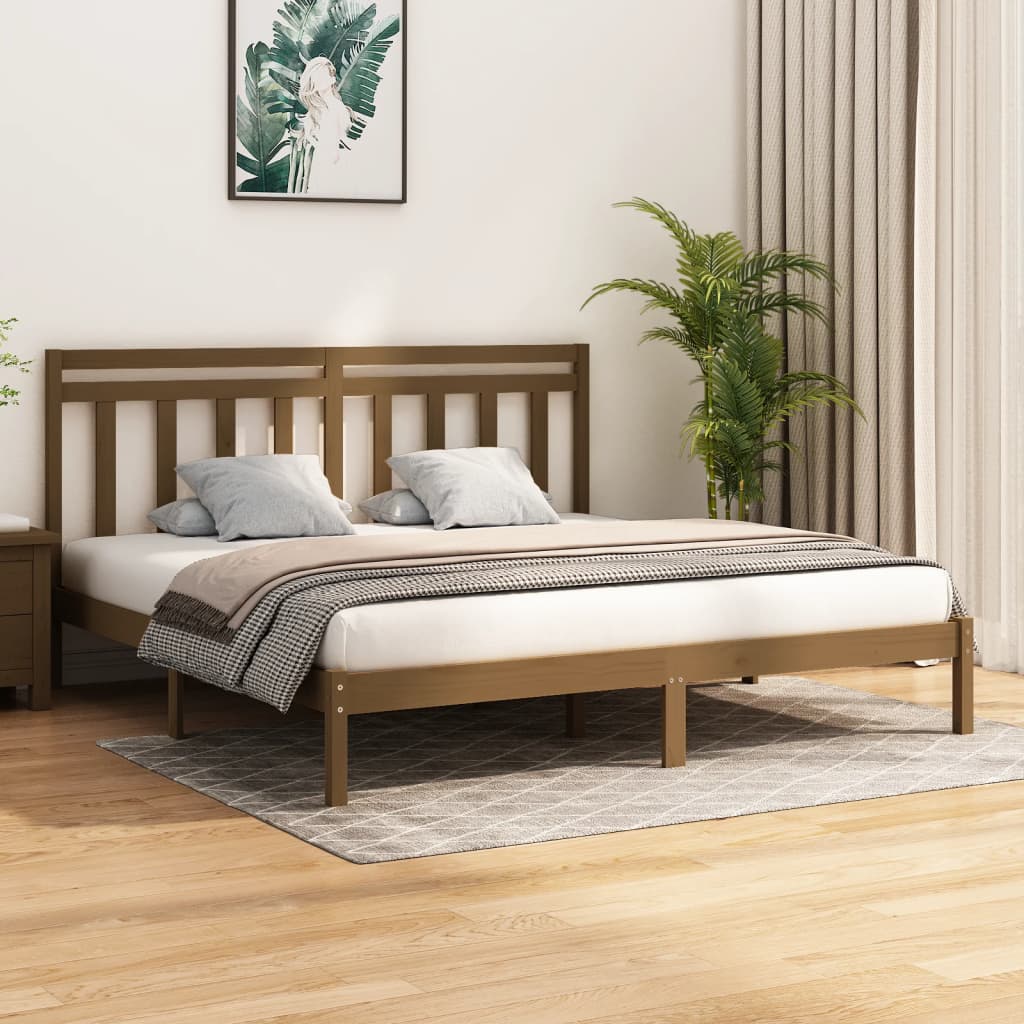 Bed Frame without Mattress Honey Brown 200x200 cm Solid Wood