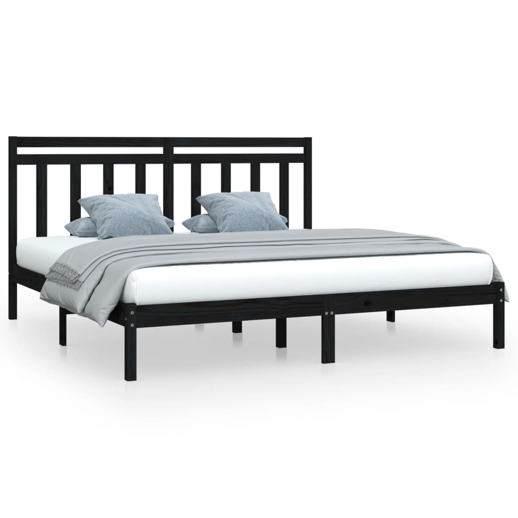 Bed Frame without Mattress Black 200x200 cm Solid Wood
