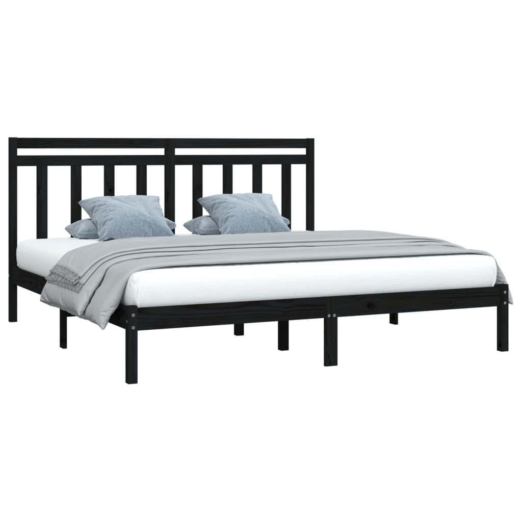 Bed Frame without Mattress Black 200x200 cm Solid Wood