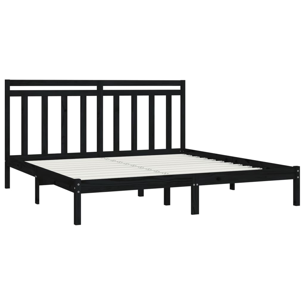 Bed Frame without Mattress Black 200x200 cm Solid Wood