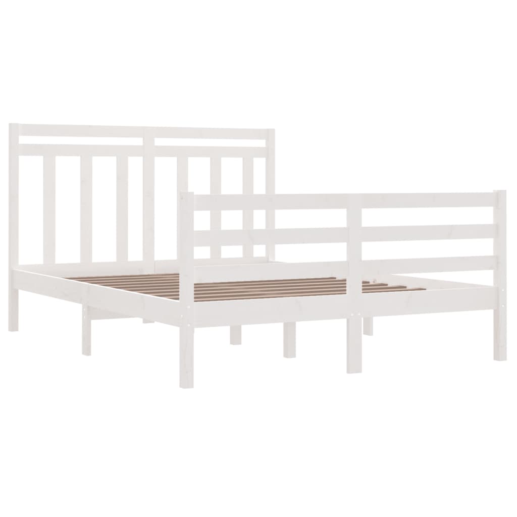 Bed Frame without Mattress White 135x190 cm Double Solid Wood