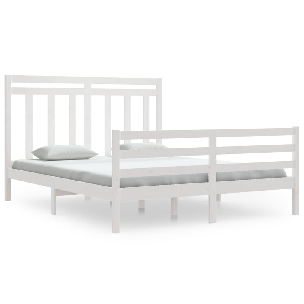 Bed Frame without Mattress White 160x200 cm Solid Wood