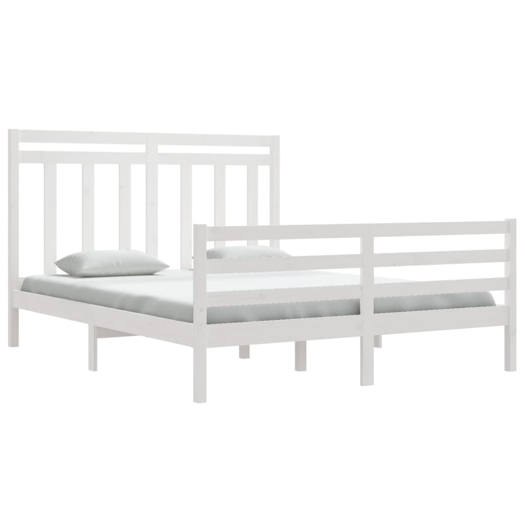 Bed Frame without Mattress White 160x200 cm Solid Wood